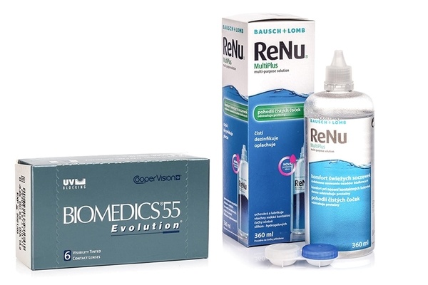 Biomedics 55 Evolution CooperVision (6 лещи) + ReNu MultiPlus 360 ml с кутия