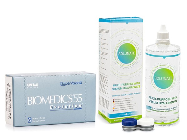 Biomedics 55 Evolution CooperVision (6 лещи) + Solunate Multi-Purpose 400 ml с кутия