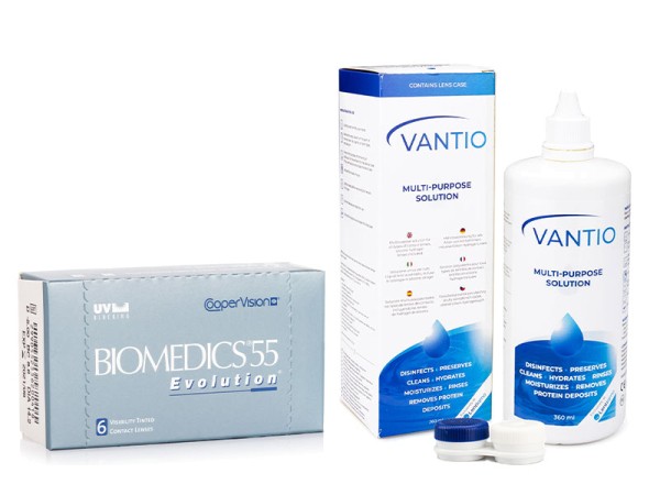 Biomedics 55 Evolution CooperVision (6 лещи) + Vantio Multi-Purpose 360 ml с кутия